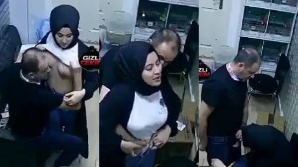 Hot Turkish store girl's boobs sucked by manager & giving BJ