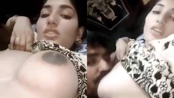 Innocent-looking Paki wife enjoying big juicy boobs sucking